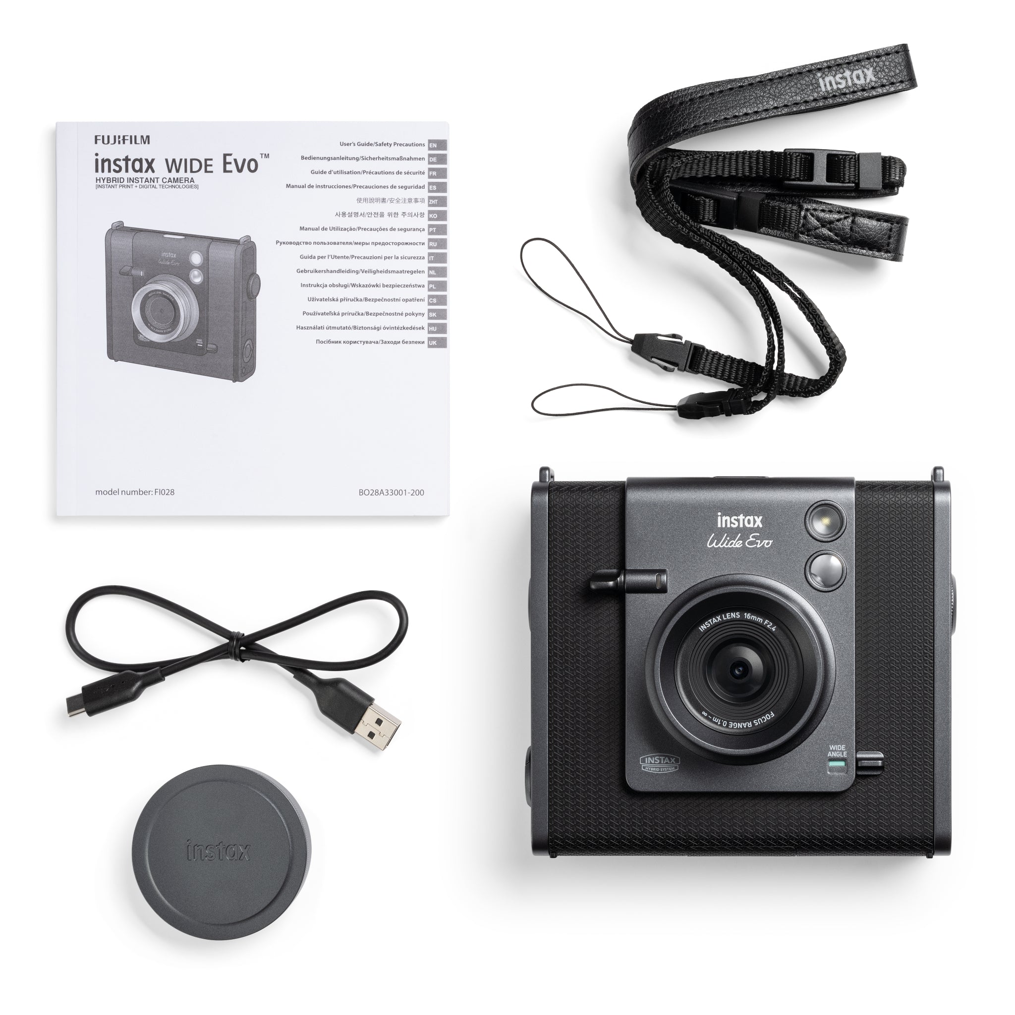 Fujifilm Instax Wide Evo Hybrid Instant Camera (Black)
