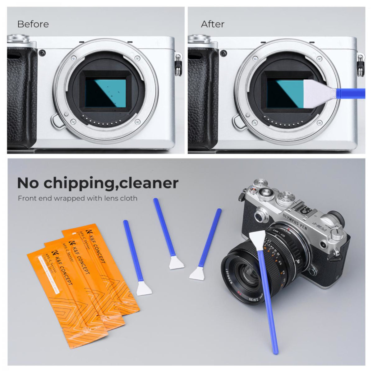 K&F Concept APS-C Double Tipped Sensor Cleaning Swab Kit