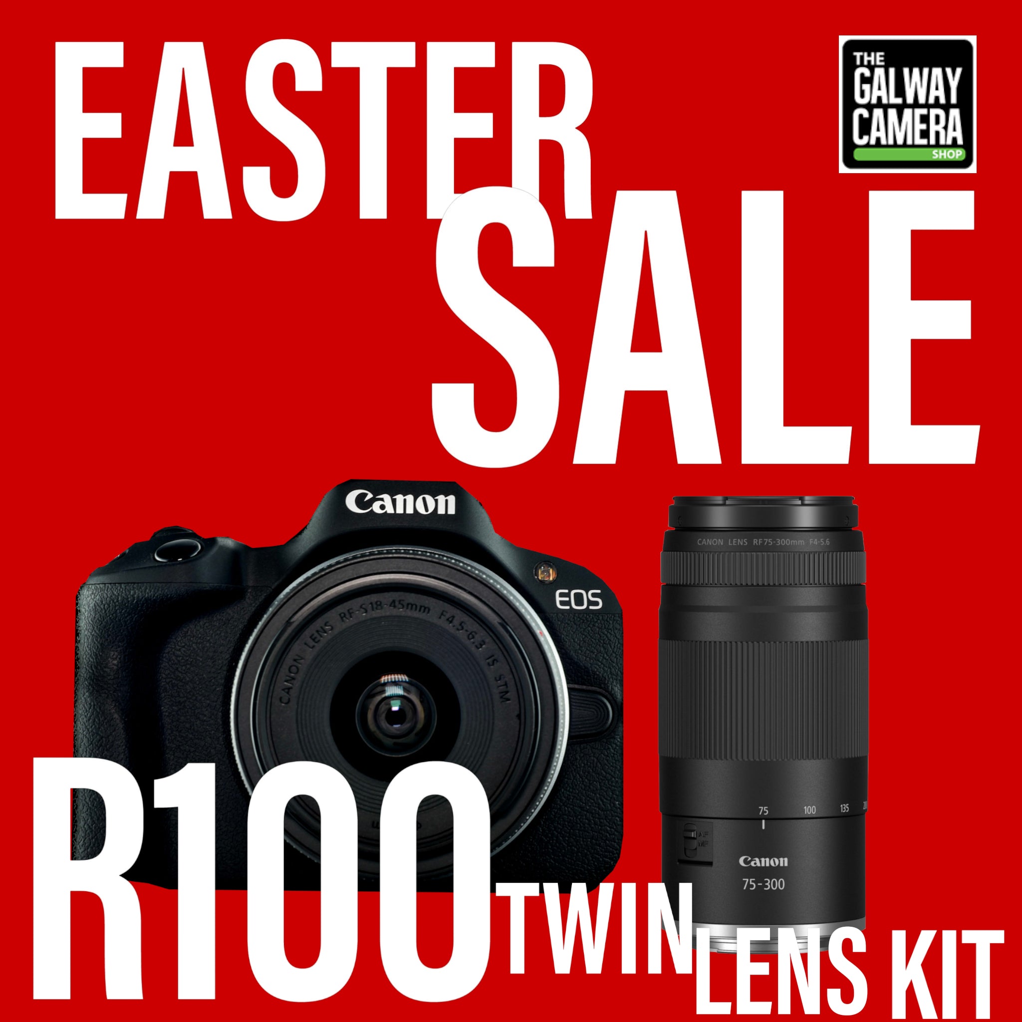 Canon OFFER: Eos R100 Mirrorless Camera Twin Lens Kit (RF-S 18-45 & RF 75-300mm lens)