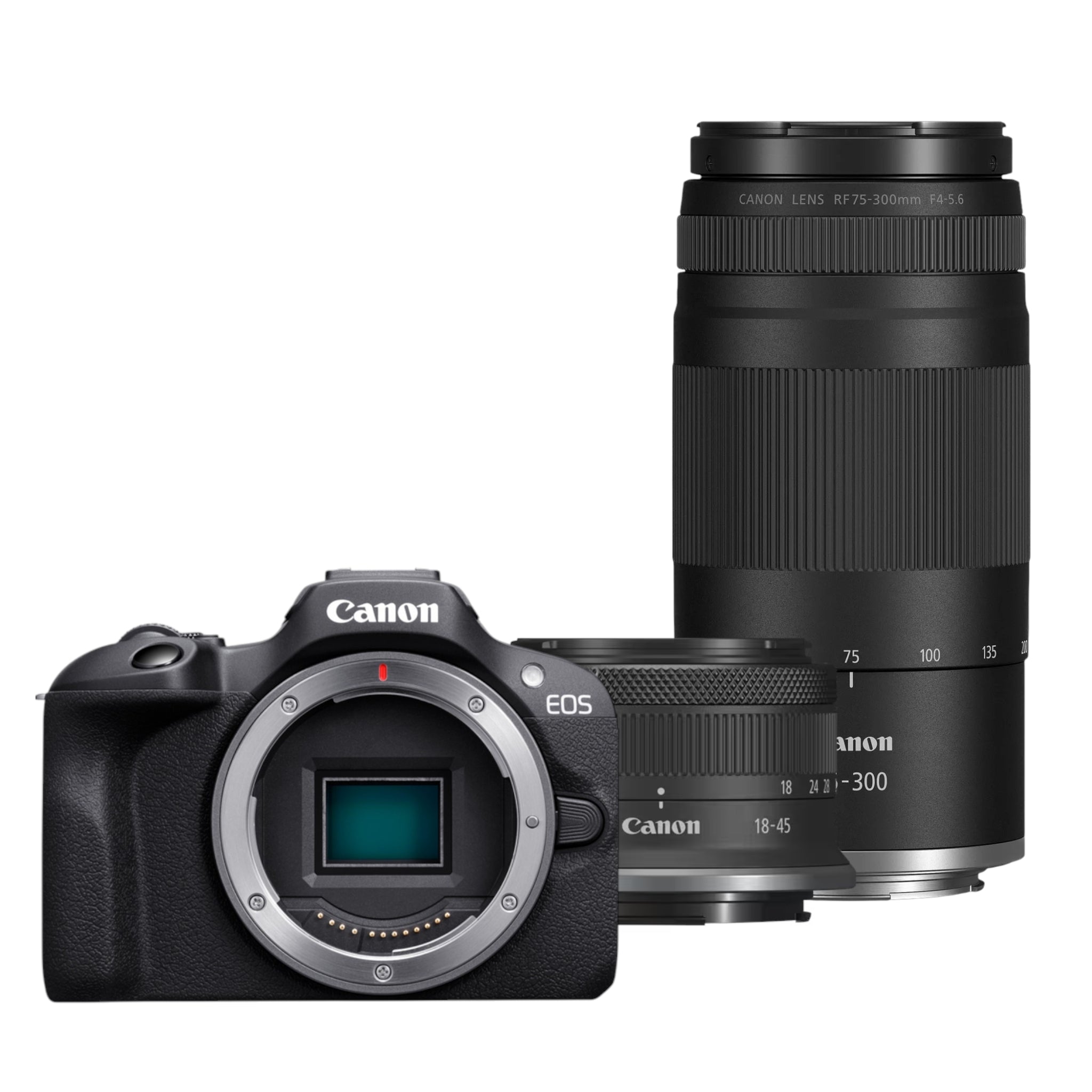 Canon OFFER: Eos R100 Mirrorless Camera Twin Lens Kit (RF-S 18-45 & RF 75-300mm lens)
