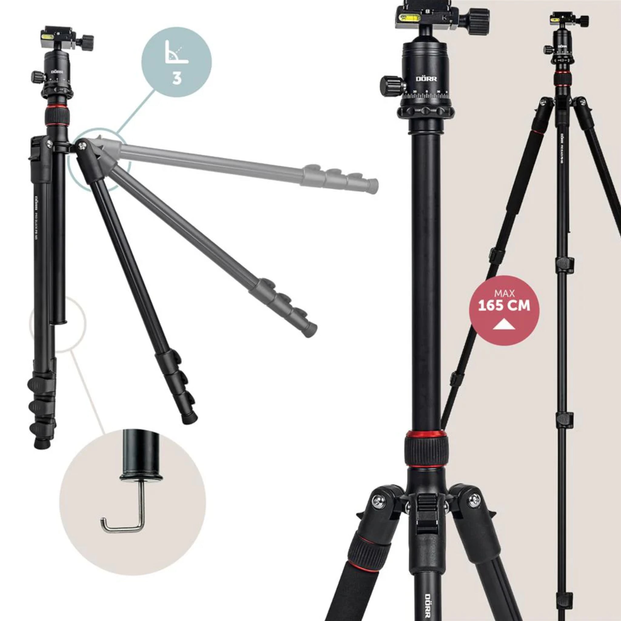 Dorr Pro Black PB-165 Tripod